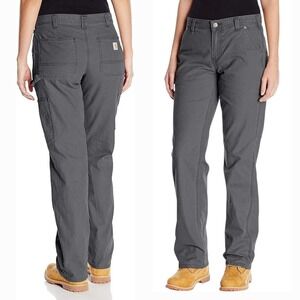 Carhartt Original Fit Gray Women's Canvas Workwear Carpenter Pants Size 2 Tall